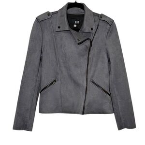 Kut from the Kloth Jacket Size Small Gray Faux Suede Moto Asymmetrical Zip NWT